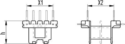 Karkass plastmasas ferītu ķērsai E25/13/7, vertikalā