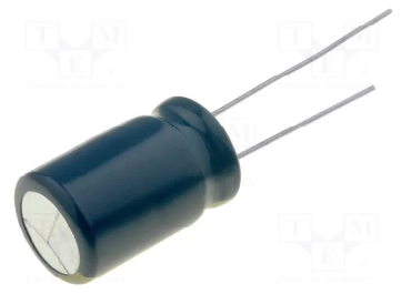 1000/16V, 105C, Ø10x16mm, ±20%, Kondensatori zemas induktivitātes, 8000h, PANASONIC, ar lokaniem izvadiem