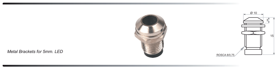 RTM-5010 5mm metaliskais turetājs gaismas diodem