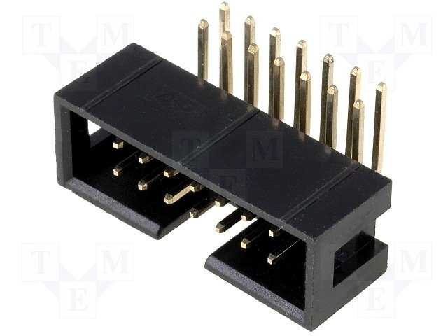 14pin(2x7), IDC, "papa/THT", solis=2.54x2.54mm, ļeņķisks