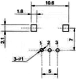500K mono, 10.4x11.8x6.8mm, solis=2.5mm, 125mW, 300°, potenciometrs lineare atkarība, PCB veida, vertikāls
