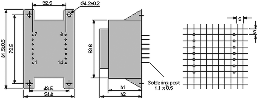 Transformators 220V=>2x12V, 2x1250mA, 30VA, 81.5x54.8x54.2mm