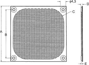 Filtrs, 120x120mm, metāls, ar EMI ekrānu