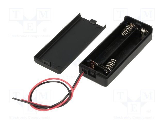 Bateriju turētājs ar vaciniem, 2xAAA ||, izvadi: vadi