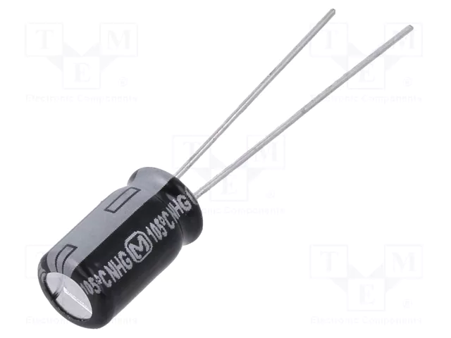 100/25V, 105C, Ø6.3x11mm, ±20%, Kondensators elektrolītisks,1000h, PANASONIC, ar lokaniem izvadiem