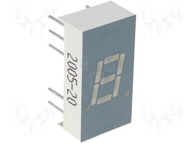 7LED indikators, vienkartējs, 7.62mm, 19x10mm, kopējs anods, sarkans