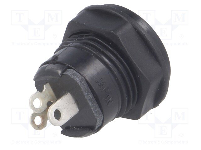 6.5/4.3/1.4mm(7.0/4.0/1.45mm), ligzda, skruvējamā (M12.5x1), on/off, plastmasas, vadam, 2A/18VDC, uzgrieznis apakšpusē, SCHURTER