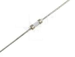 0.63A, PICO, 2.8x7.1mm, 125VAC, ātrs, stikls drošinātājs ar lokaniem izvadiem