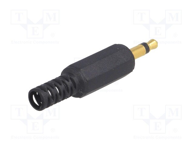 3.5mm štekers, mono, plastmasas, uz vadu, ar amortizatoru, GOLD