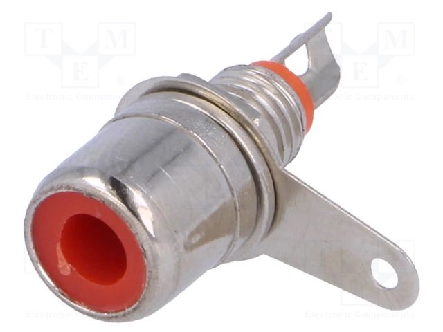 RCA ligzda uz šasijai, skrūvejama, sarkans krasa