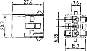 3pin(1x3), korpuss kontaktam "mama", 6.35x6.35mm, NLS serija, taisns