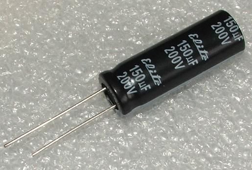 150/200V, 105C, Ø12.5x35mm, ±20%, Kondensators elektrolītisks, 2000h, ELITE, ar lokaniem izvadiem