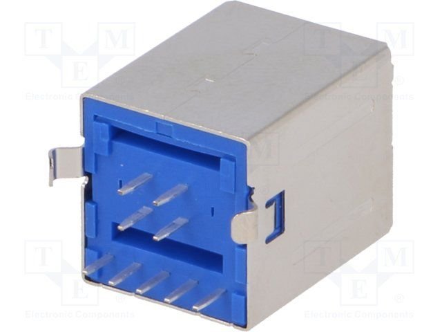 USB B(3.0) ligzda, uz šasija DIP montāža, vertikāla