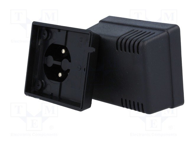 Plastmasas korpuss, 62x73x48mm, ABS, melnā krasa, barošanas avotam