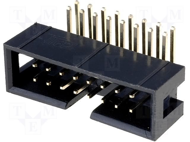 16pin(2x8), IDC, "papa/THT", solis=2.54x2.54mm, ļeņķisks