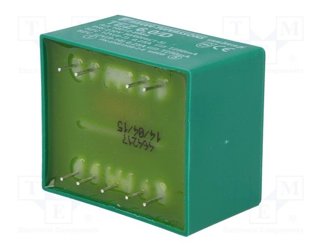 Transformators 220V=>2x12V, 2x250mA, 6VA, 45x38x32mm