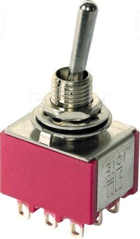 Tumblers, 3PDT, ON-ON, 2A/250VAC, 5A/28VDC, lodēšanai, M6, 12.7x16.51x10.54mm, ar fiksaciju