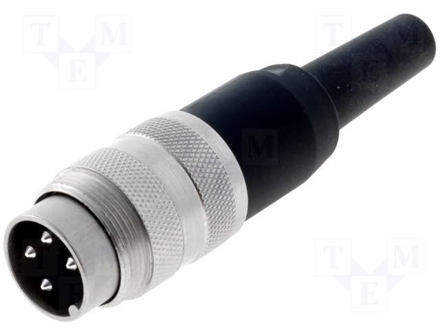 4Pin rūpņiecības savienotājs uz vadu "papa" dakša, 5A/300V, IP40, Ag, apaļš, serija C091A