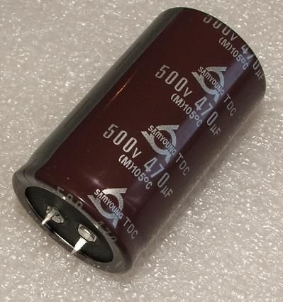 470/500V, 105C, Ø35x60mm, ±20%, Kondensators elektrolītisks, 2000h, SNAP-IN, SamYoung Electronics