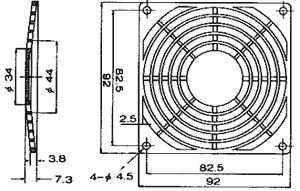 Aizsardzības režģis ventilatoram, 90x90mm, plastmasas