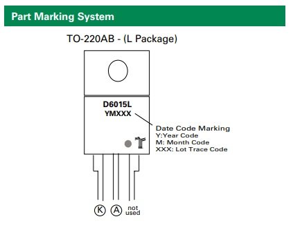 D6020L Diode, 600V, 20A, 4µs, TO-220