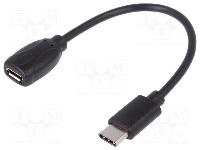 USB-C štekers/MicroUSB-B ligzda, vads, 0.2m