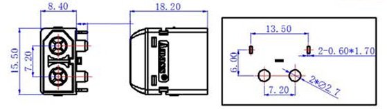 3Pin, XT60, "papa", 500V, 30A, lodejama PCB, oranžs, leņķisks
