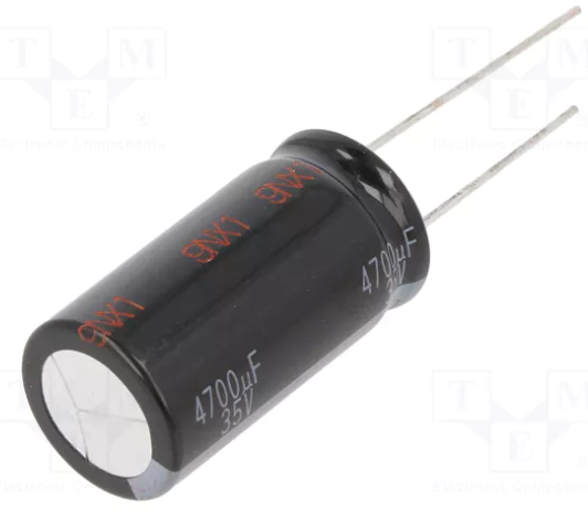 4700/35V, 105C, Ø16x31.5mm, ±20%, Kondensators elektrolītisks, 2000h, PANASONIC, ar lokaniem izvadiem