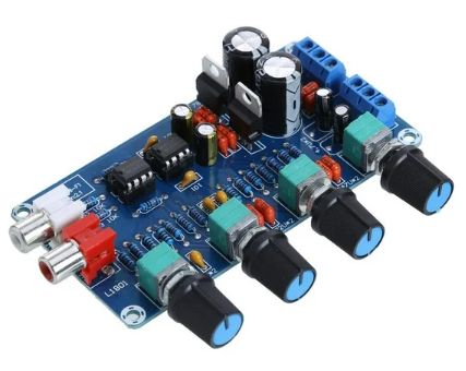 Modulis: audio, priekšpastiprinātājs, stereo, ar skaļuma kontroli, DC12VDC, 112x70x23mm, NE5532, detaļu komplekts "Dari pats"