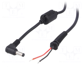 4.8*1.7mm, L=11mm, leņķisks štekers, 30V/5A, 0.5mm2, ar vadu 1.2m