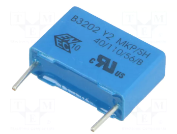 22nF 300VAC plēves kondensatori polipropilēna, ±20%, P15, 18x12x6mm, traucējumi Y2