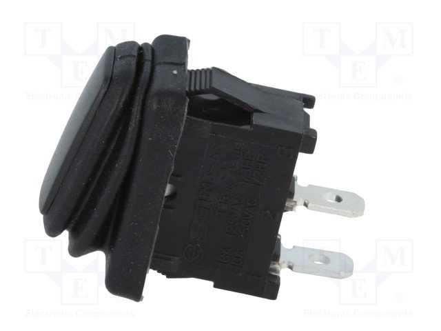 Taustiņslēdzis SPST, ON-OFF, 10A/250VAC, 21x15x13.8mm, IP65, melnā krasa, ģermetiska, ar fiksāciju