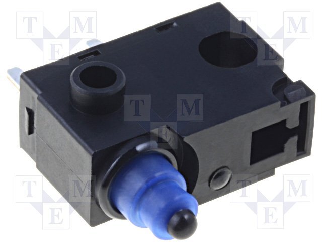 Mikropārslēdzējs bez sviras, SPST-NO, OFF-(ON), 0.1A/30VDC, IP67, 13.3x5.3x9.3mm, PCB, OMRON