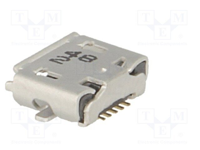 MicroUSB-B, ligzda 5 pin, leņkisks, SMD veida PCB (Molex)