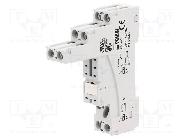 Releja pamats, 8pin(2+2x3), 12A/300VAC, DIN rail montaža, DPDT(SPDT), relejam RM84, RM85, RM87L, RM87P, RMB841, RMB851