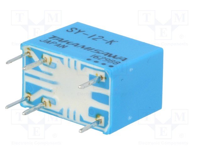 Relejs DC12V, SPDT, 0.5A/120VAC, 1A/24VDC, 960R(12.5mA), viens kontakts uz pārslēgšanu, 7.5x12.5x10mm, FUJITSU