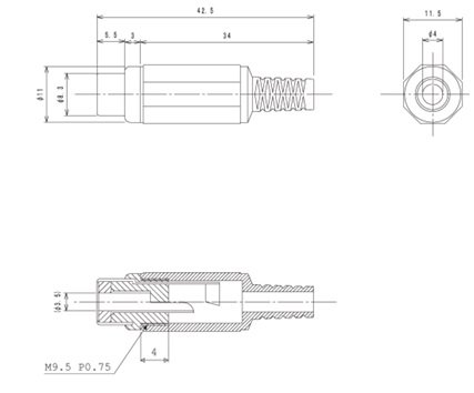 RCA ligzda, plastmasas, taisnais, LUMBERG, melna krasa