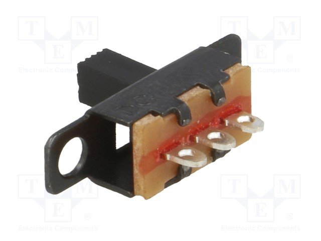 Pārslēdzējs slīdbīdņu SPDT, 0,5A/24VDC, ON-ON, 11x6x5mm, L=6mm, taisns, viens kontakts uz divam stāvoklim