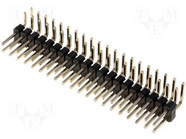 2.54mm uz PCB 2x20pin, štekers, leņķisks