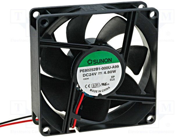 80x80x25mm, DC24V, ritgultnis, 102m3/h, 45.5dB, 4800rpm, 3.72W, Ventilators
