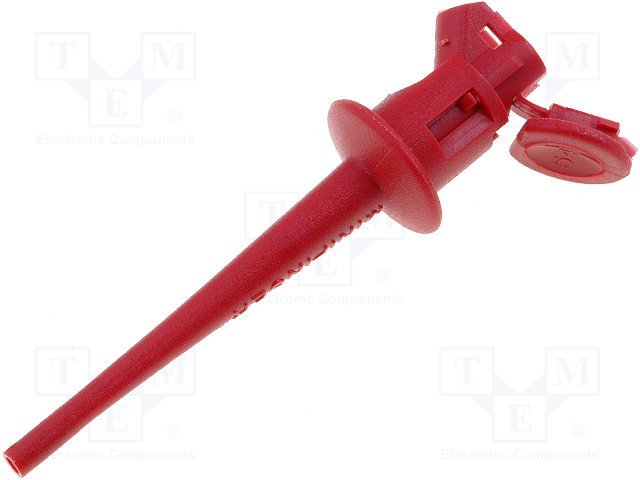 Mērstienis-aizspiednis, tipa pincete, 5A, 300VAC, sarkanā krasa, POMONA