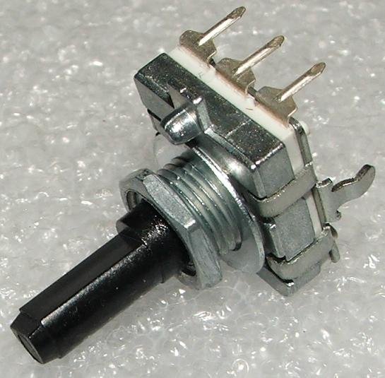 Enkoders, 24imp/revol., izeja in 2 bit Gray code, 350VAC/0.5mA, rokturis 6mm, horizontals, 6.5x17.6x16mm