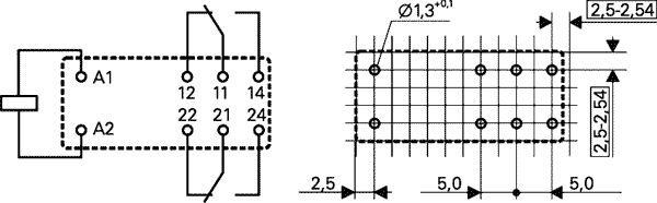 Relejs DC24V, DPDT, 2x8A/250VAC, 2x8A/30VDC, 1.44kΩ(16.6mA), divi kontakti uz pārslēgšanu, 29x12.7x15.7mm, TE Connectivity