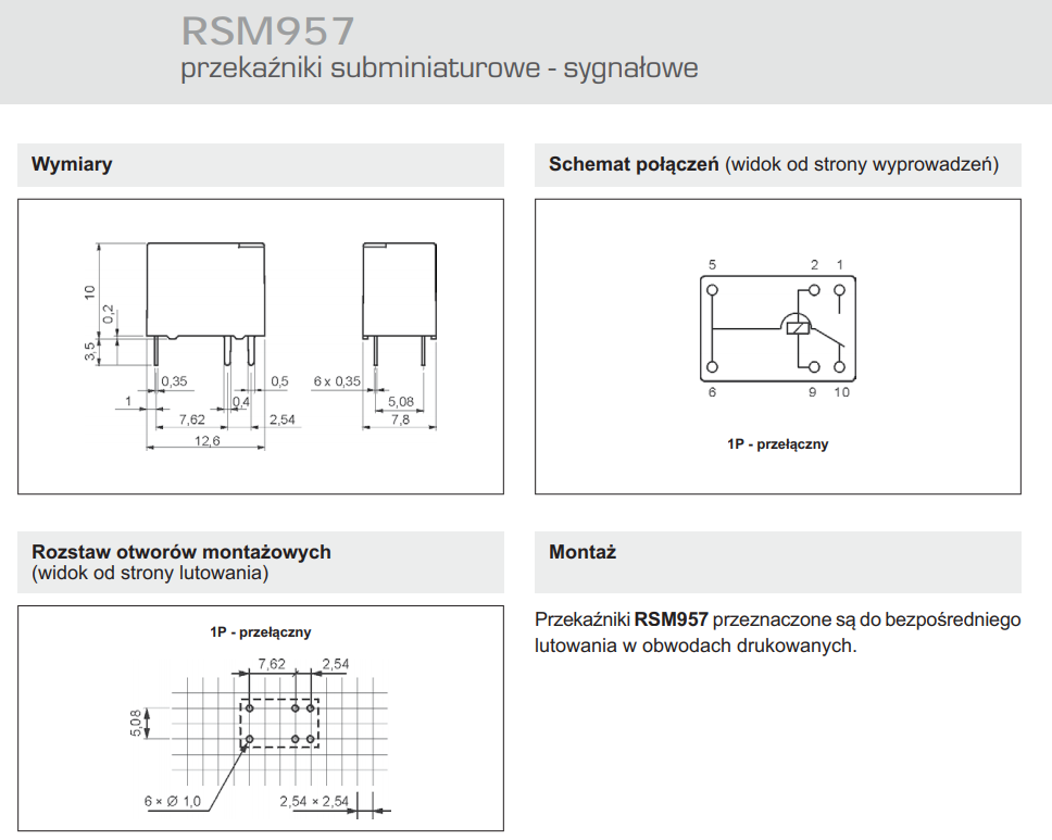 Relejs DC3V, SPDT, 2A/120VAC, 2A/24VDC, 60R(50mA), IP64, viens kontakts uz pārslēgšanu, 12.6x10x7.8mm, RELPOL