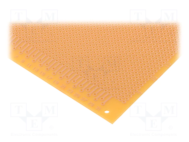 Maketēšanas plate 100x160mm, getinaks, vienkārtēji kontakti, solis 2.54mm, 1.6mm