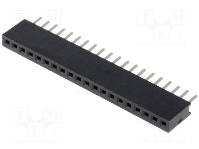 1.27mm 1x20pin ligzda, THT, H=4.4mm