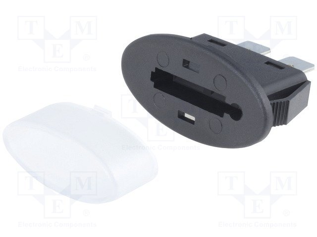 Drošinātāju turētājs, AUTO(19mm, 24VDC, 30A), spailes 6.3mm, panelim ar ar sprūdiem