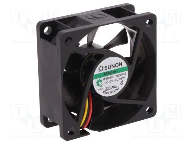 60x60x25mm, DC12V, MagLev, 39.72m3/h, 27db, 4500RPM, 0.96W, Ventilators ar devejam tips F