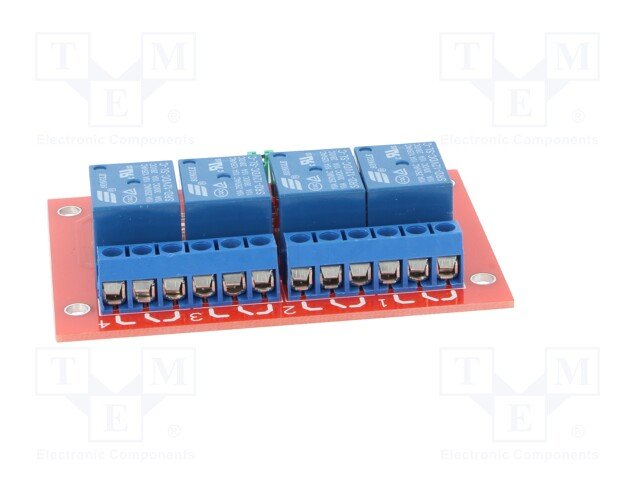 Modulis: relejs 4, 12VDC, 10A, 30VDC/250VAC, 50x39x17mm