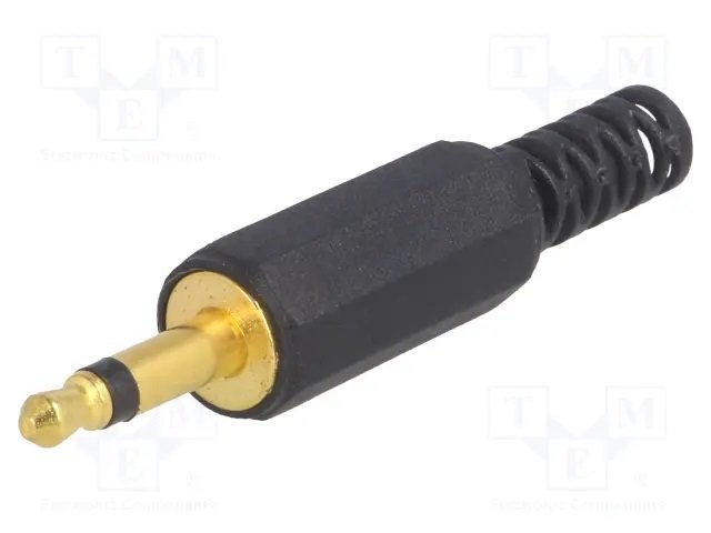 3.5mm štekers, mono, plastmasas, uz vadu, ar amortizatoru, GOLD